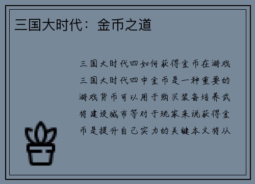 三国大时代：金币之道